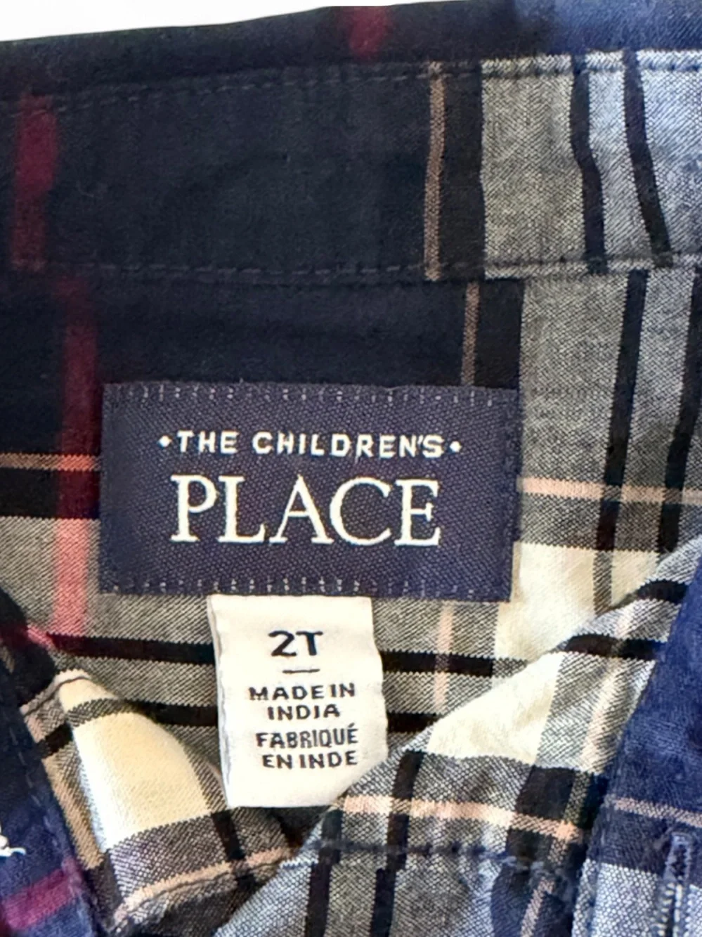 The Children's Place Navy, Red & Cream Plaid Button-Down Shirt